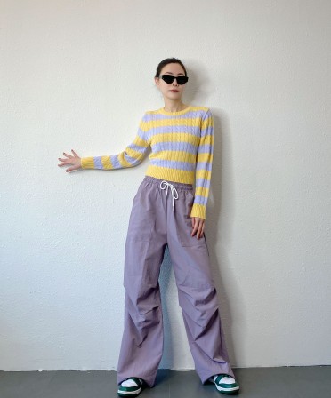 Yellow & Purple Cable Knit #250108